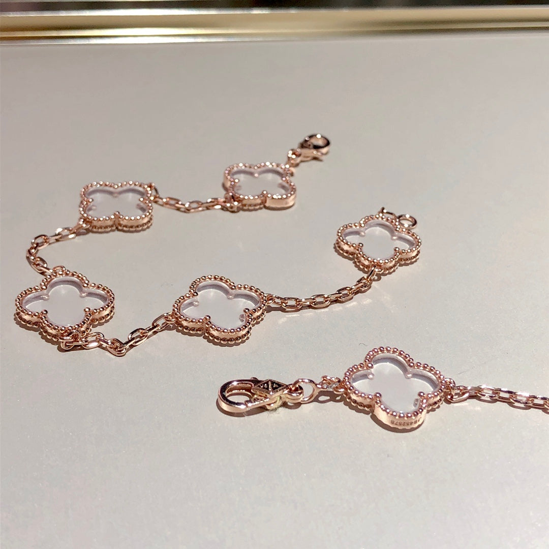 [Lume Jewels]New CLOVER 5 MOTIF ROCK CRYSTAL BRACELET
