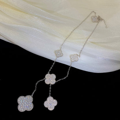 ¡®Lume Jewels¡¯CLOVER 5 MOTIFS SILVER DIAMONDS NECKLACE
