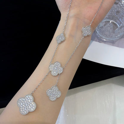 ¡®Lume Jewels¡¯CLOVER 5 MOTIFS SILVER DIAMONDS NECKLACE