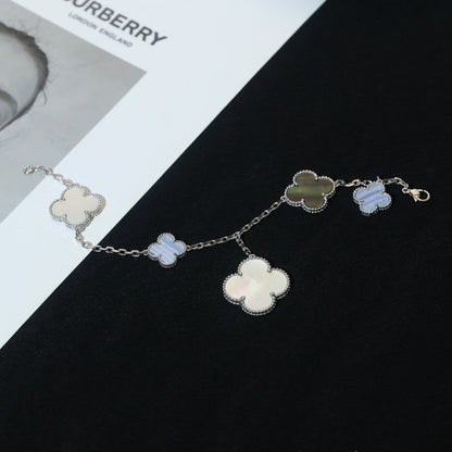 ¡®Lume Jewels¡¯CLOVER BRACELET 5 MOTIFS MOP CHALCEDONY SILVER