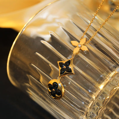 ¡®Lume Jewels¡¯STAR AND SUN ONYX PINK GOLD NECKLACE
