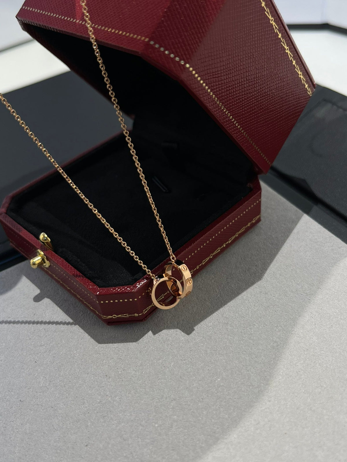 ¡®Lume Jewels¡¯LOVE NECKLACE DOUBLE RING PINK GOLD