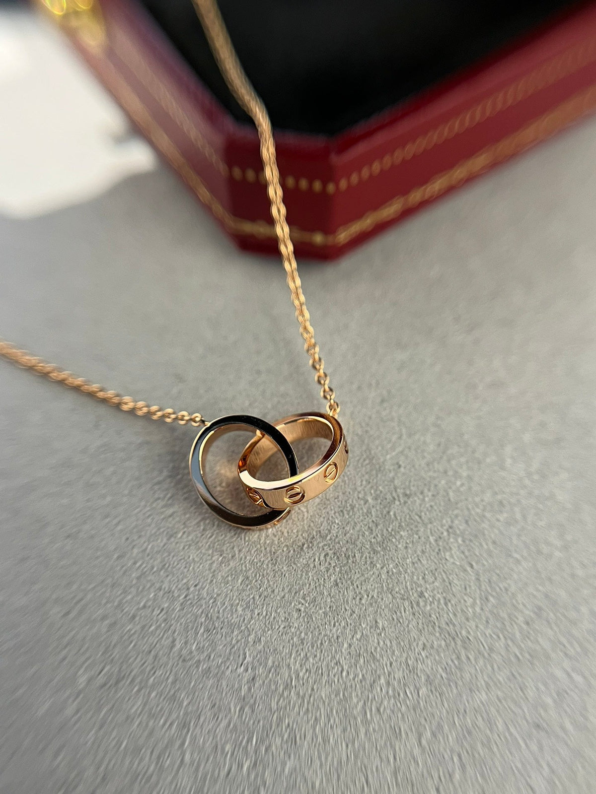 ¡®Lume Jewels¡¯LOVE NECKLACE DOUBLE RING PINK GOLD