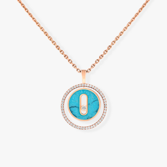[Lume Jewels]LUCKY MOVE 1 DIAMOND TURQUOISE PINK GOLD DIAMOND NECKLACE
