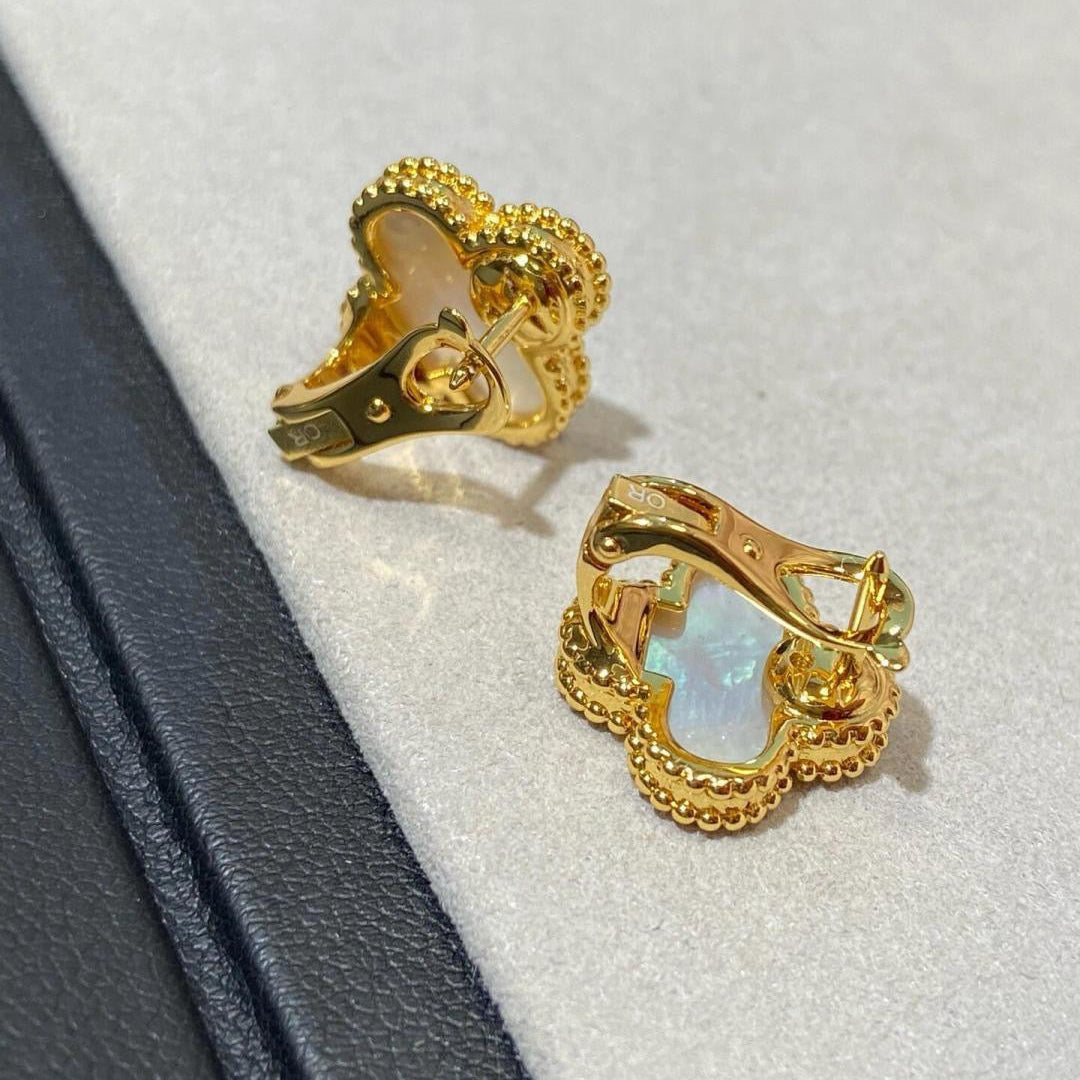 [Lume Jewels] CLOVER LARGE (20mm) 1 MOTIFS WHITE MOP STUD EARRINGS