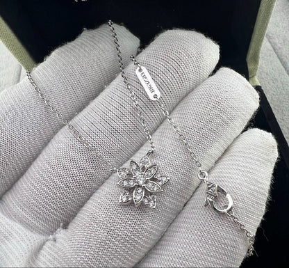 [Lume Jewels] Full Diamond Hollow Lotus Necklace Set