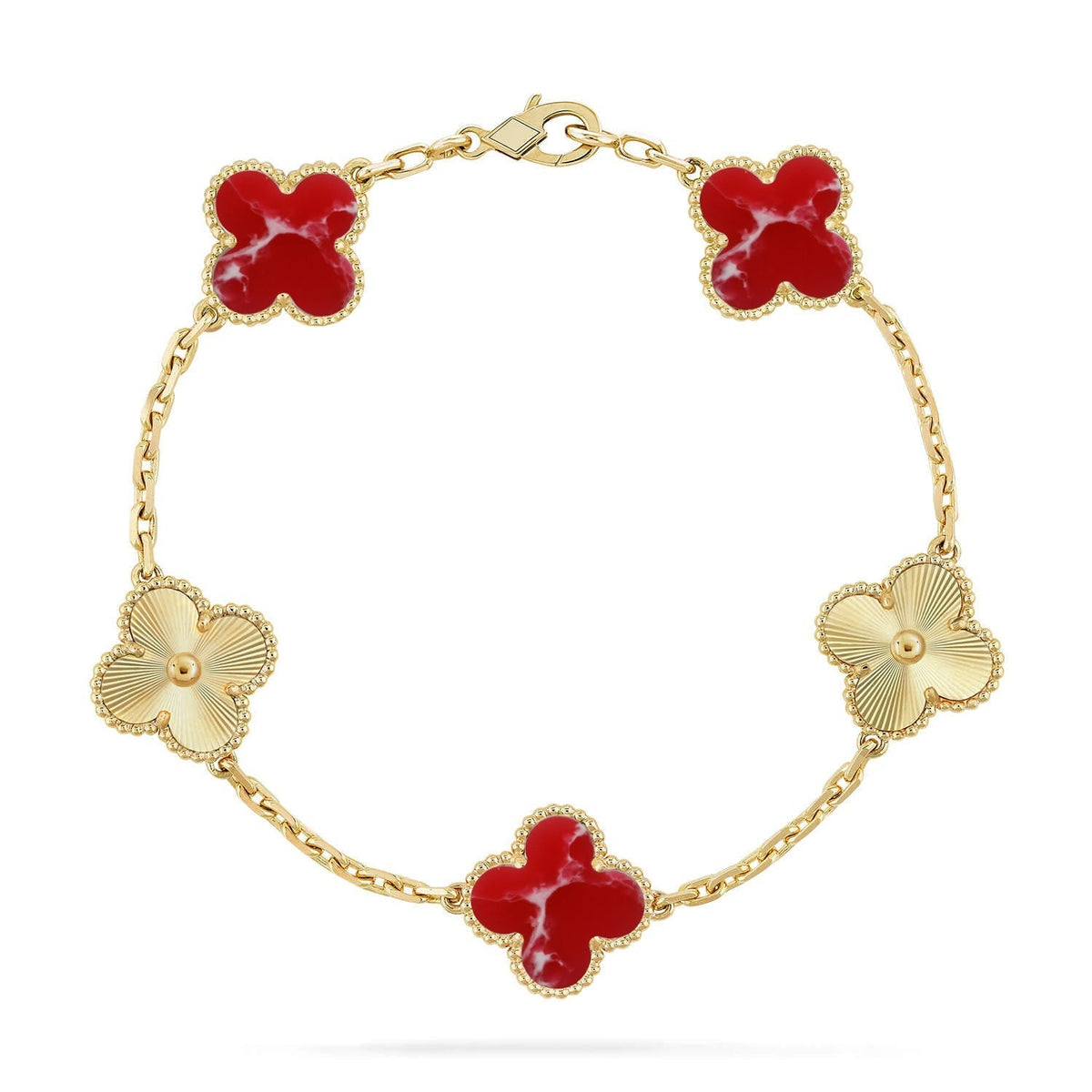 [Lume Jewels]New CLOVER 5 MOTIF RED PATTERN BRACELET COLLECTION
