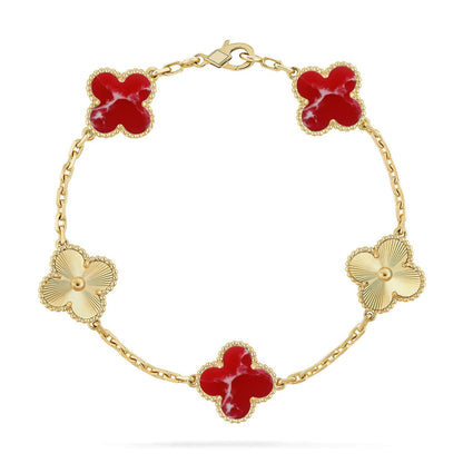 [Lume Jewels]New CLOVER 5 MOTIF RED PATTERN BRACELET COLLECTION