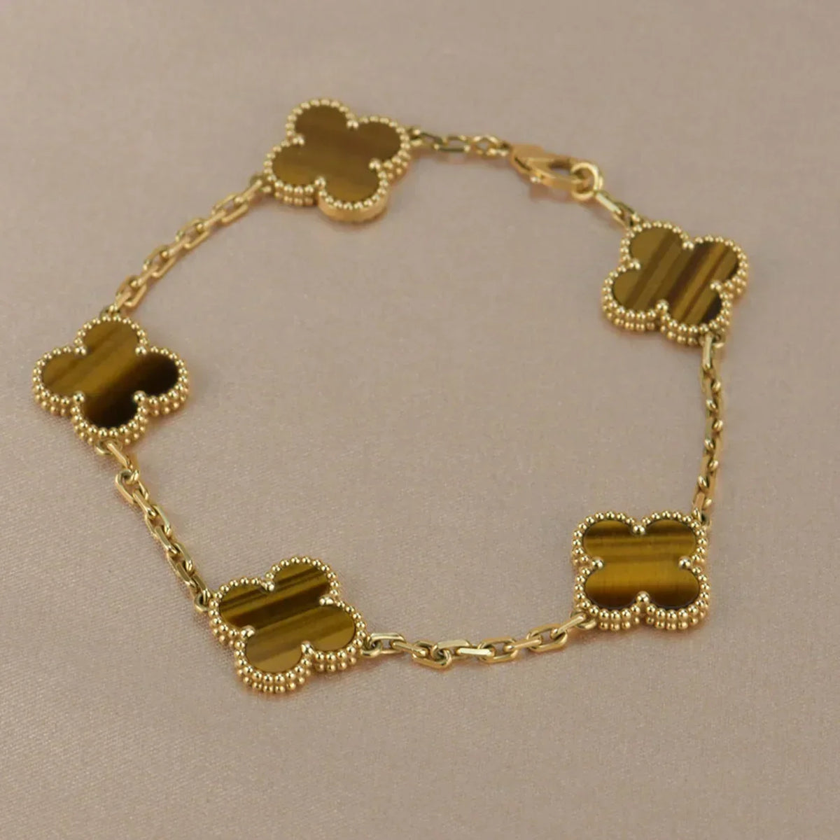 [Lume Jewels]New  CLOVER 5 MOTIFS TIGER EYE BRACELET COLLECTION