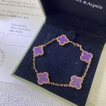 [Lume Jewels]New  CLOVER 5 MOTIF VIOLET BRACELET COLLECTION