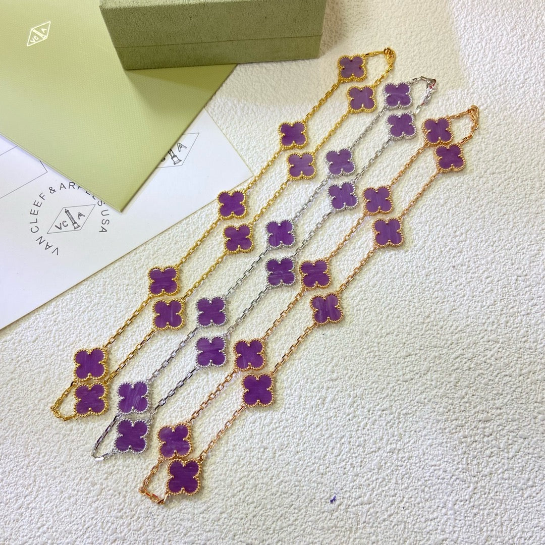 ¡®Lume Jewels¡¯CLOVER 10 MOTIFS  PURPLE VIOLET  NECKLACE