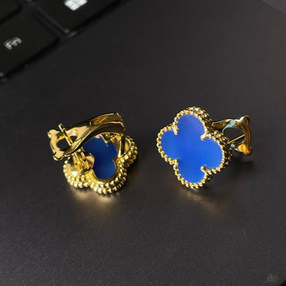 [Lume Jewels] CLOVER LARGE (20mm) 1 MOTIFS BLUE MOP STUD EARRINGS