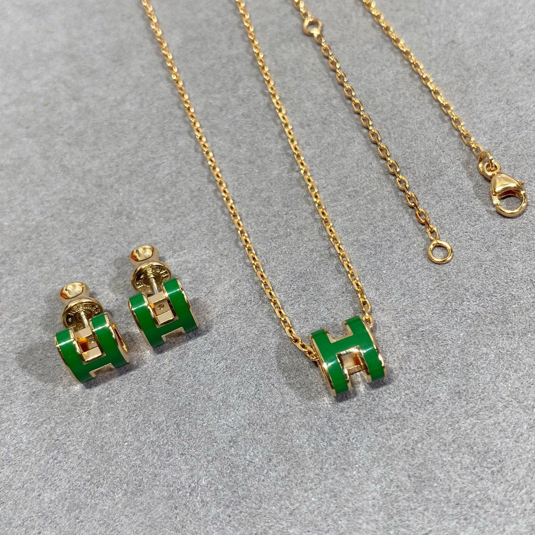 ¡®Lume Jewels¡¯POP H GREEN NECKLACE SILVER AND GOLD