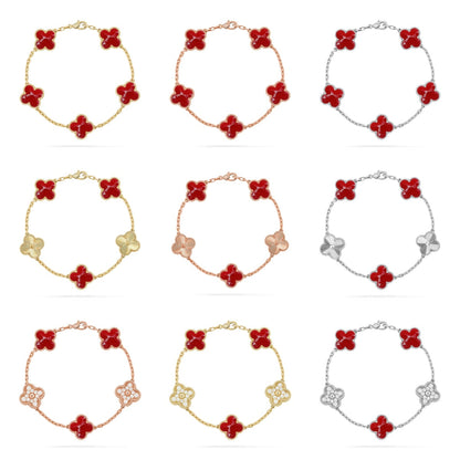 [Lume Jewels]New CLOVER 5 MOTIF RED PATTERN BRACELET COLLECTION