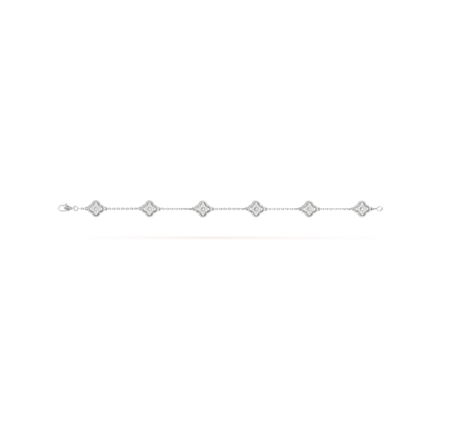 ¡®Lume Jewels¡¯CLOVER 6 MOTIF SILVER DIAMOND BRACELET