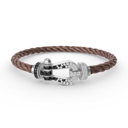 ¡®Lume Jewels¡¯FORCE LARGE HORSESHOE BLACK WHITE DIAMOND BRACELET SILVER