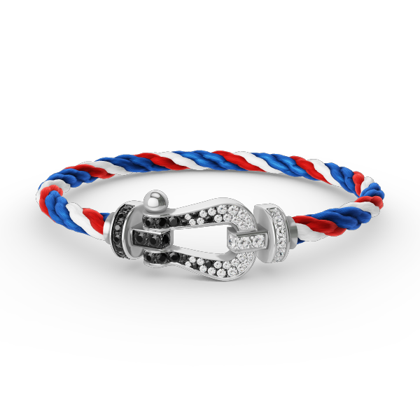 ¡®Lume Jewels¡¯FORCE LARGE HORSESHOE BLACK WHITE DIAMOND BRACELET SILVER
