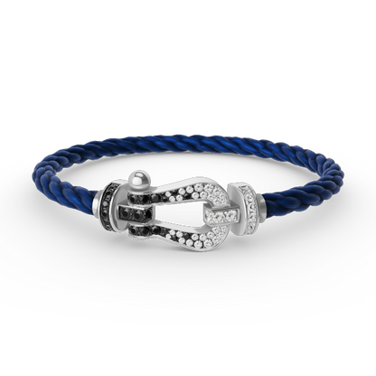 ¡®Lume Jewels¡¯FORCE LARGE HORSESHOE BLACK WHITE DIAMOND BRACELET SILVER