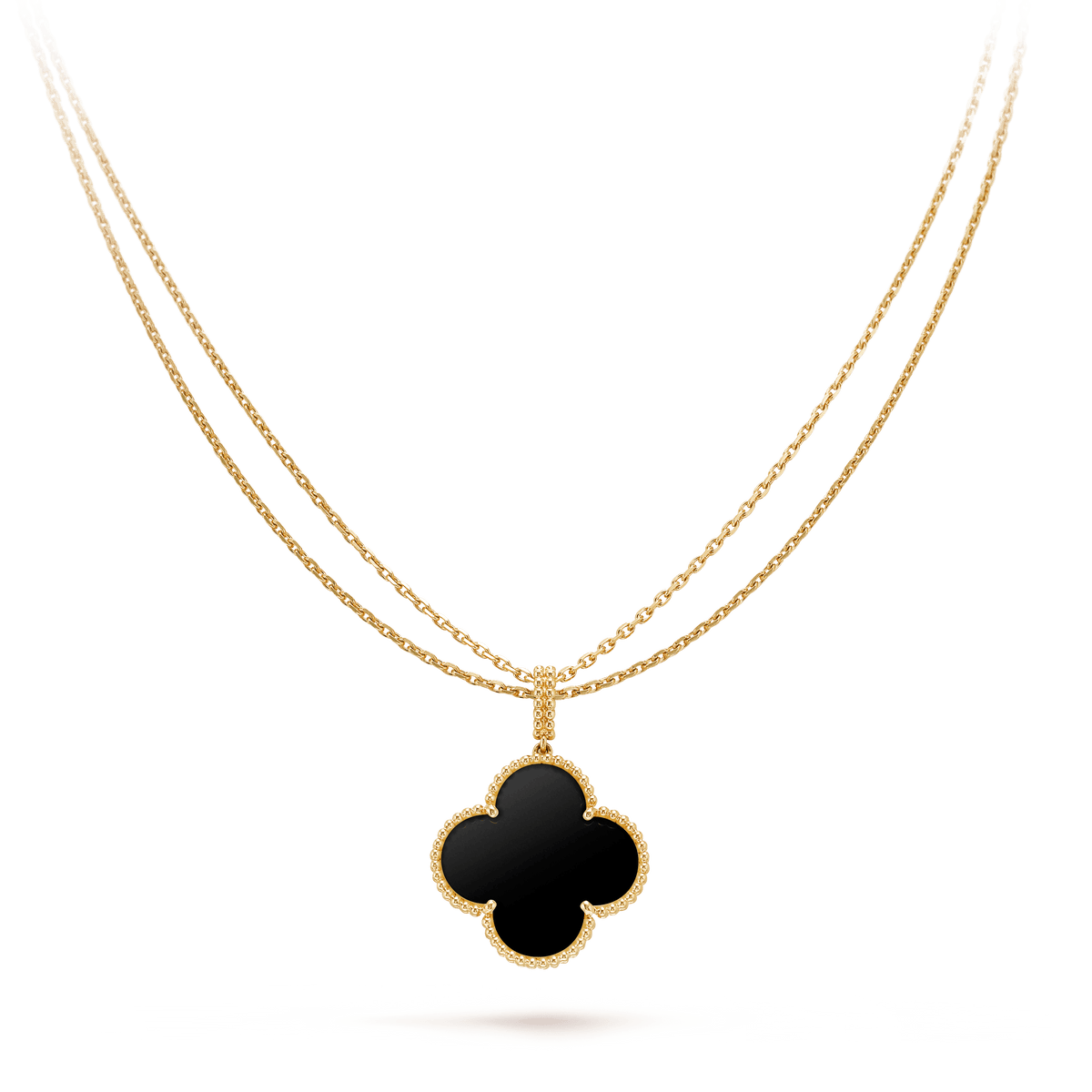 ¡®Lume Jewels¡¯CLOVER 25MM GOLD ONYX BIG CLOVER NECKLACE