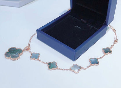 ¡®Lume Jewels¡¯COMBINED BRACELET 5 MOTIFS AND NECKLACE DARK MOP ROSE GOLD